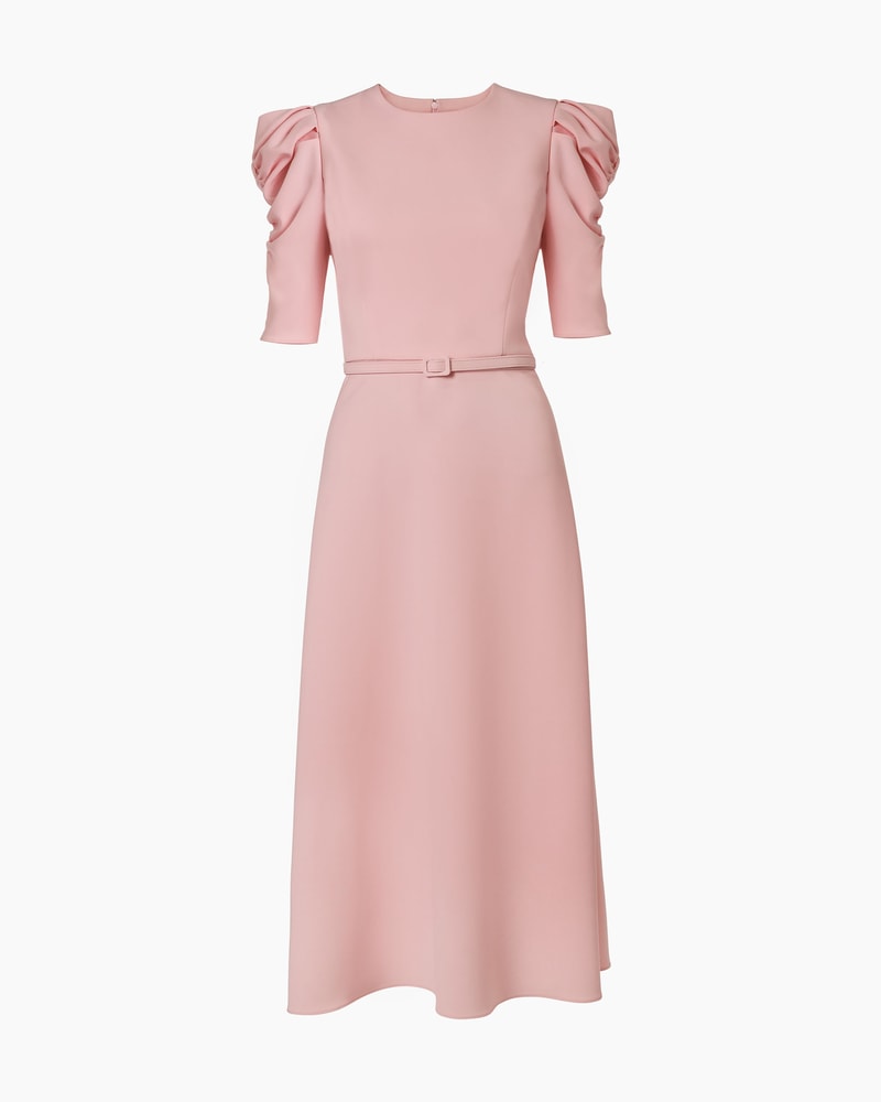 Puff-Sleeve Midi Dress