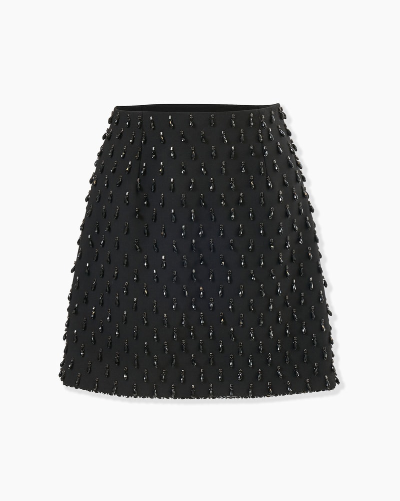 Crystal-Embroidered Mini Skirt