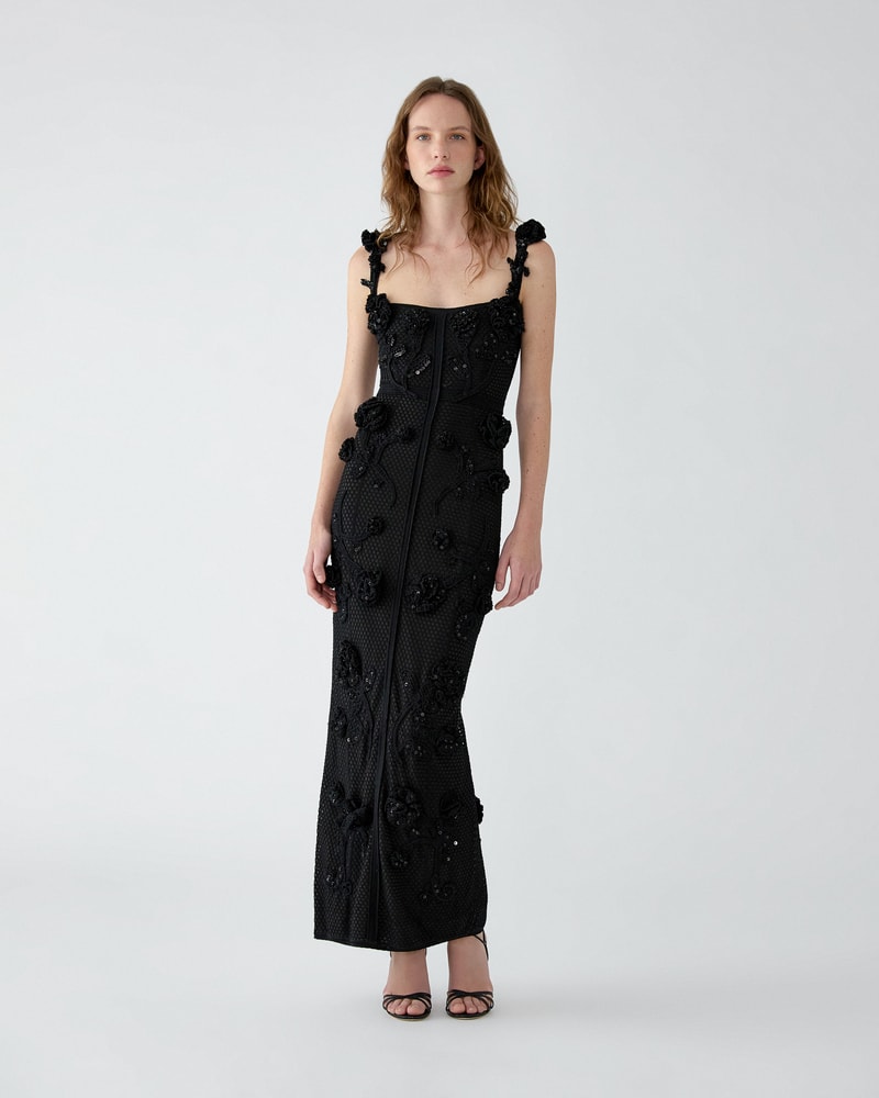 Floral-Crocheted Midi Dress