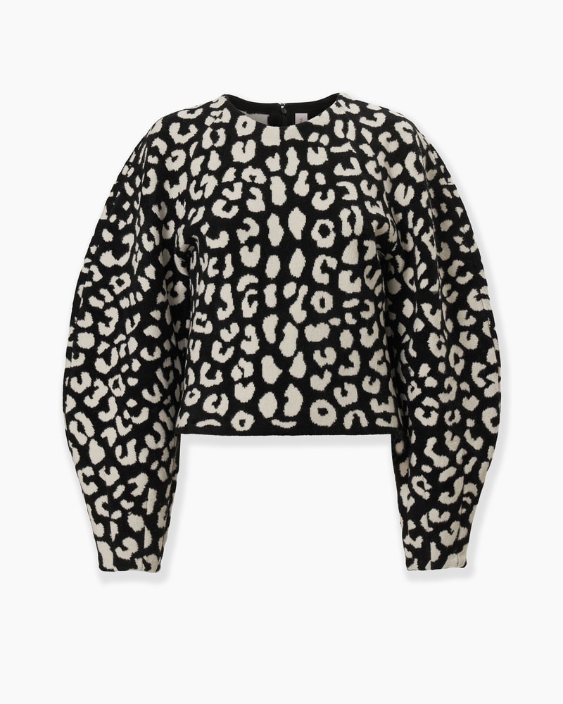Leopard-Patterned Chenille Sweater