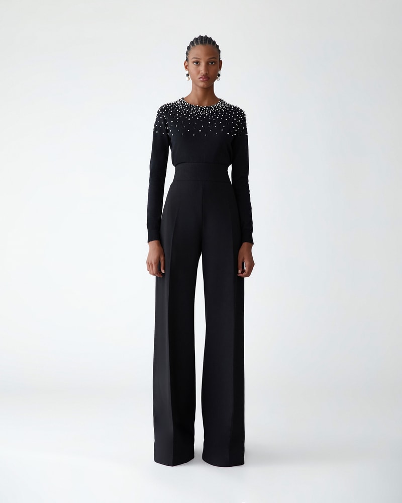 Pearl-Embroidered Sweater