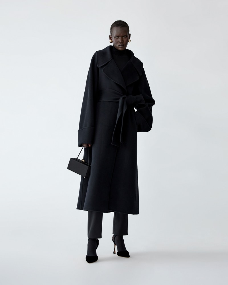 Cashmere-Blend Wrap Coat