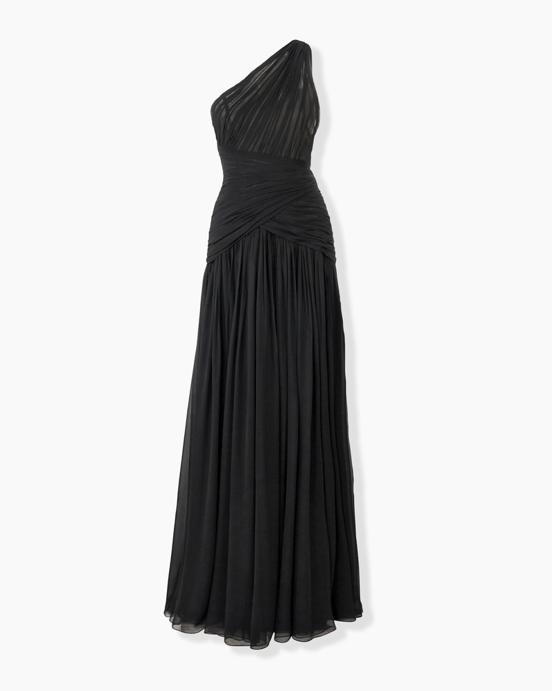 Gathered One-Shoulder Gown