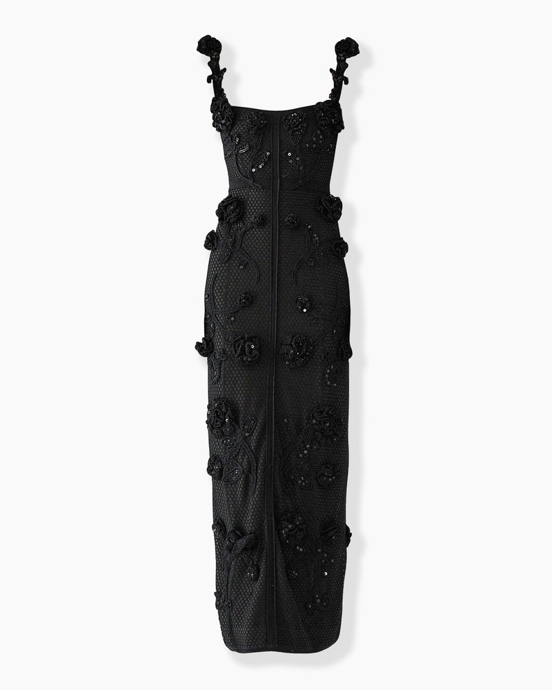 Floral-Crocheted Midi Dress