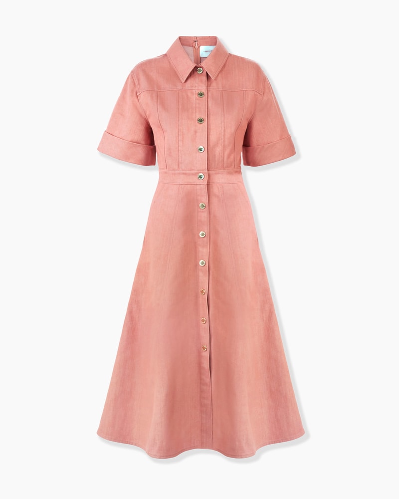 Denim Button-Front Midi Dress
