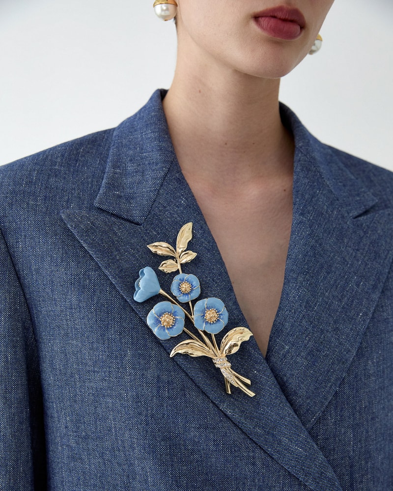 Enamel Flower Brooch