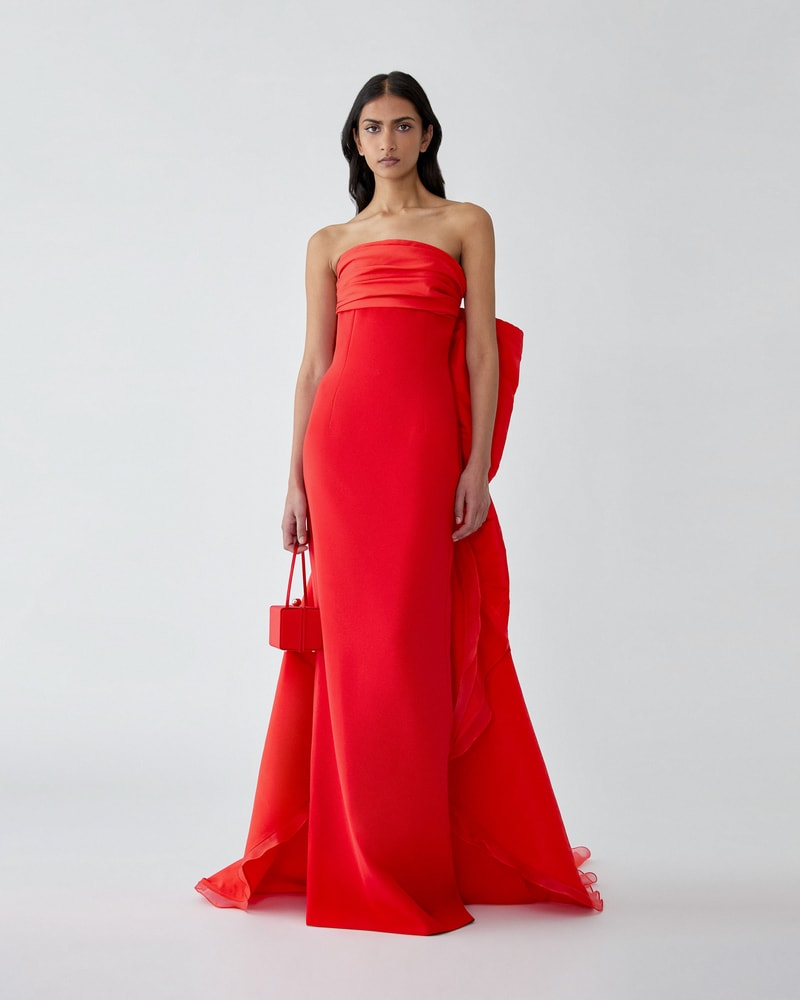 Column Gown with Bow Train