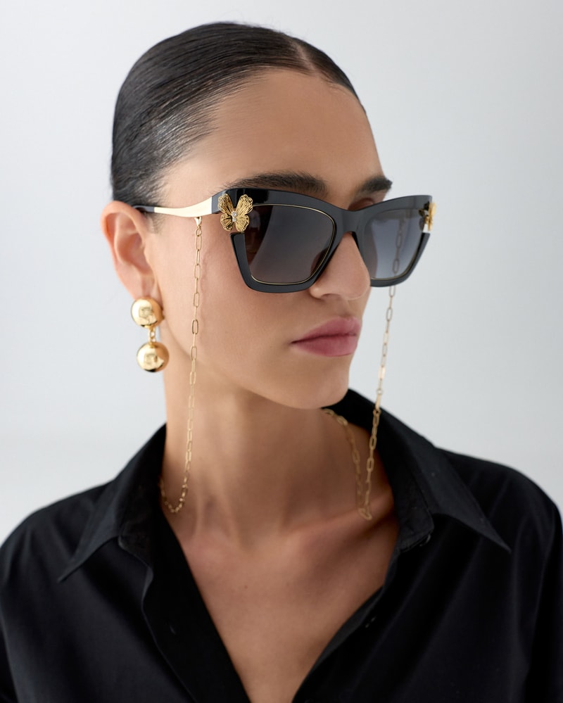 Sunglasses with Butterfly Detail & Chain