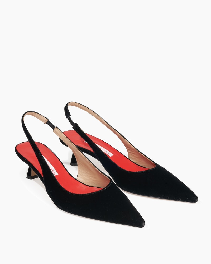 Velvet Slingback Kitten Heels