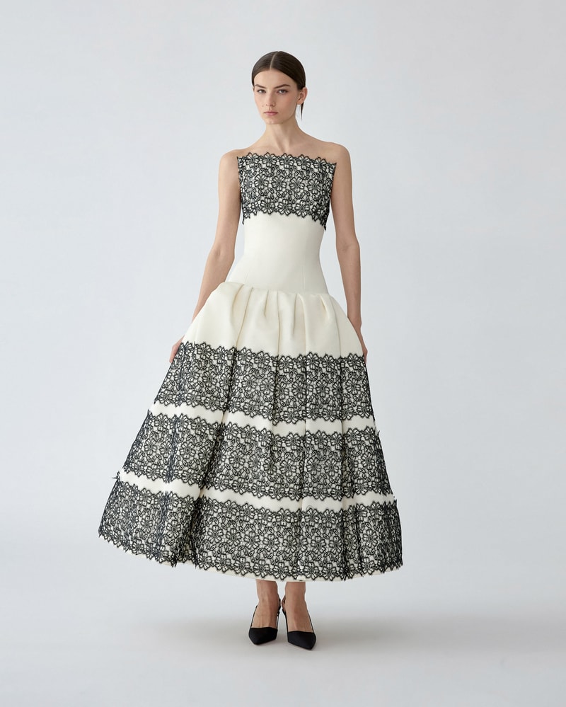 Lace-Trimmed Strapless Gown