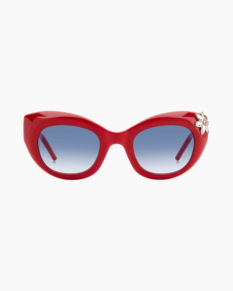 Diva Cat-Eye Sunglasses with Crystal Flower