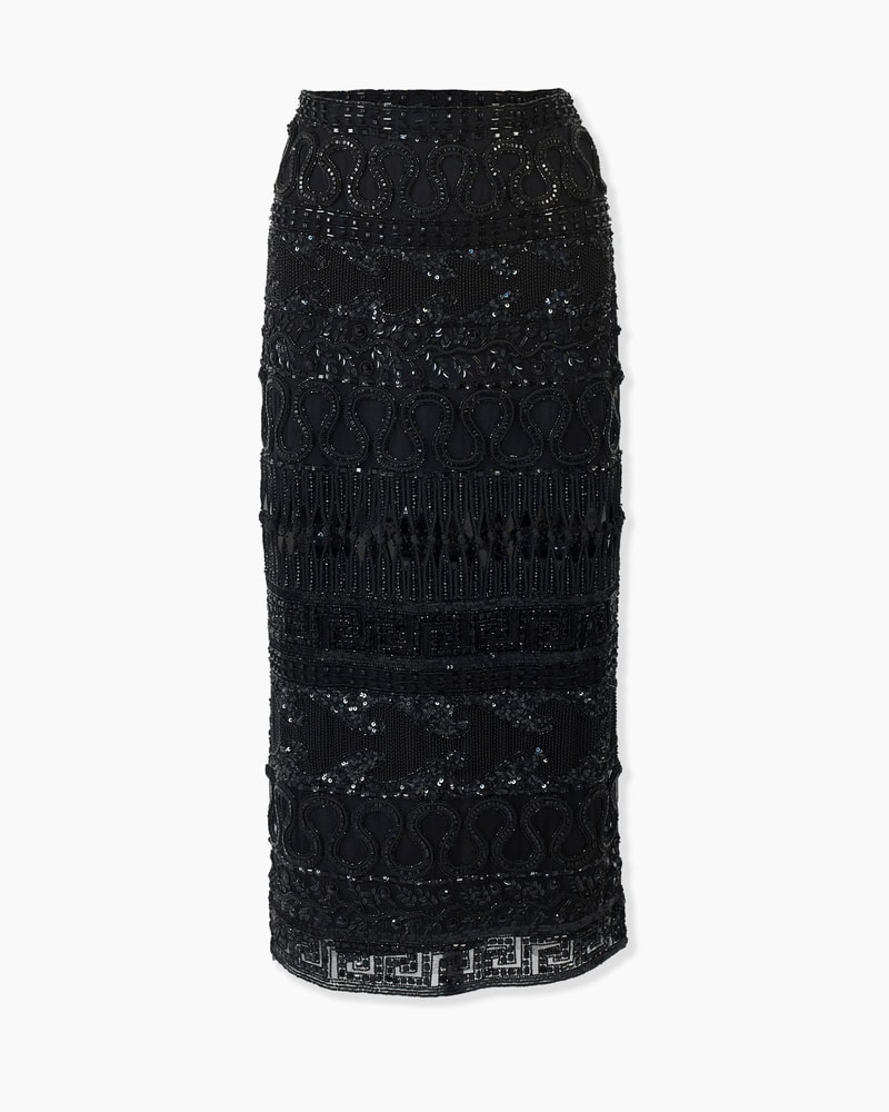 Embroidered Tulle Midi Skirt