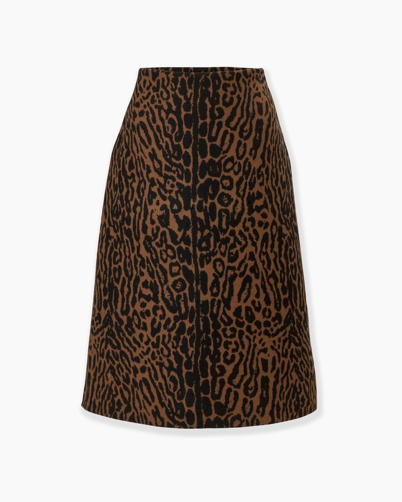 Leopard Jacquard A-Line Skirt