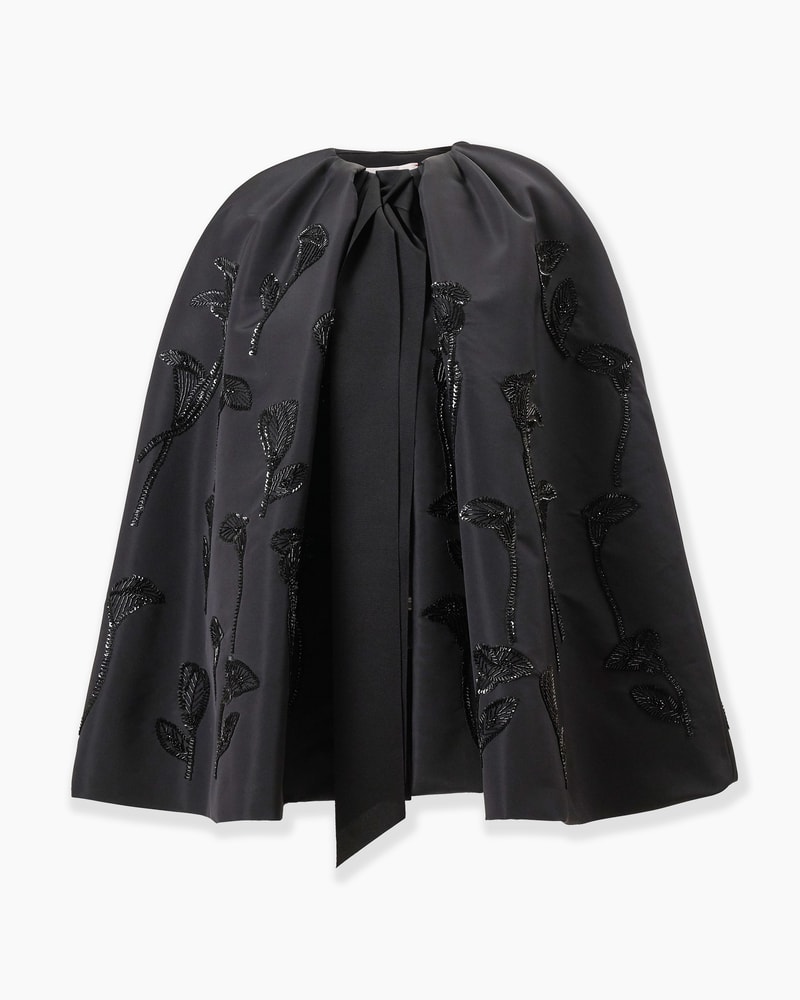 Floral-Embroidered Cape