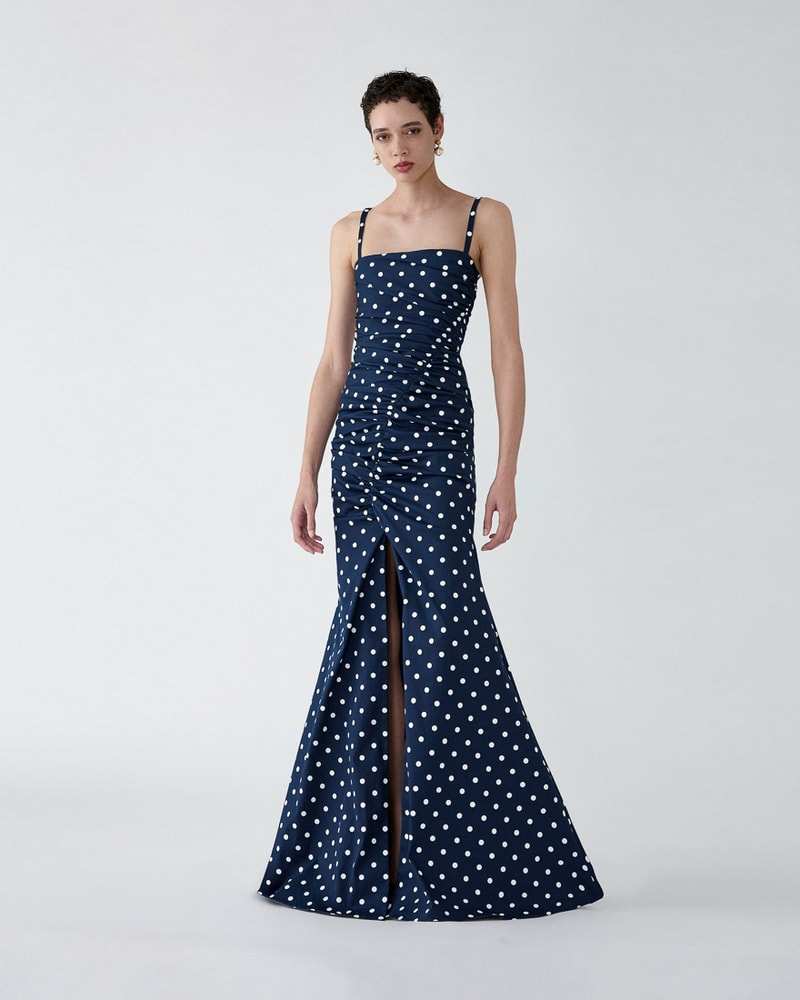 Polka Dot Ruched Gown