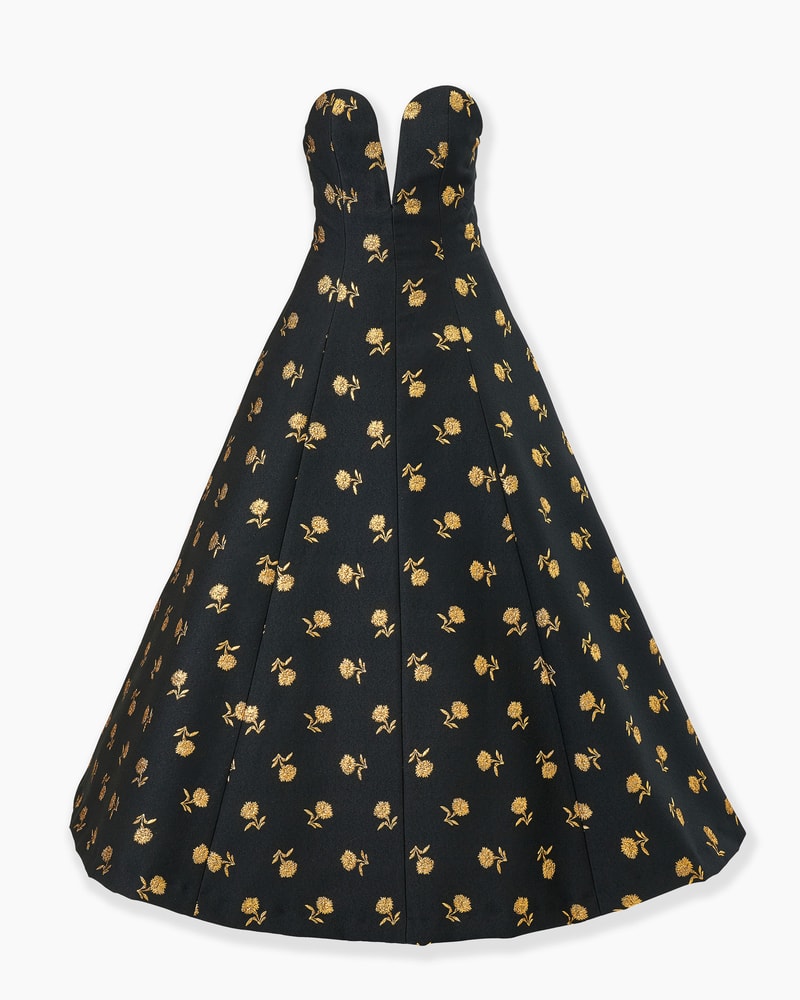 Carnation Jacquard Deep V-Neck Dress
