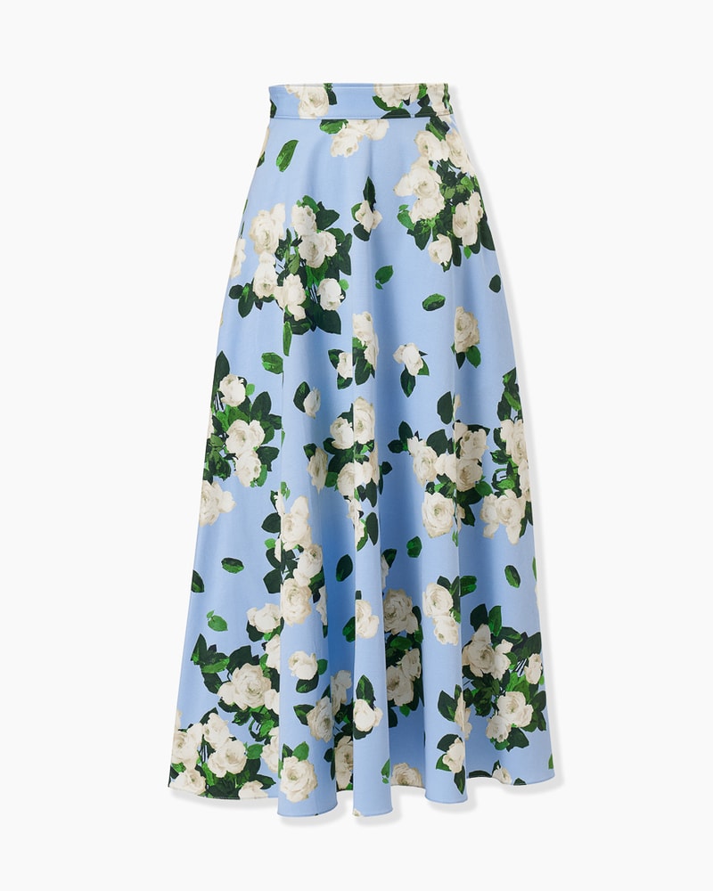 Rose-Print Midi Skirt