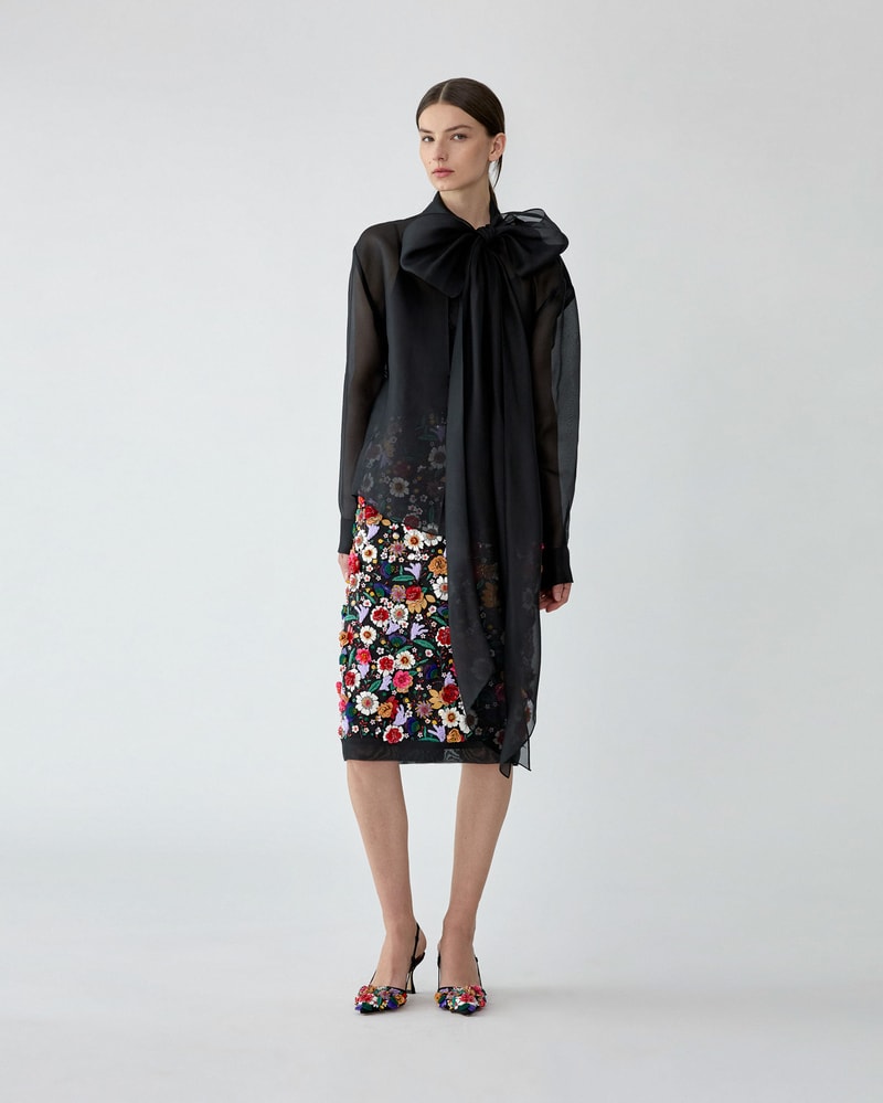 Organza Shirt with Bow