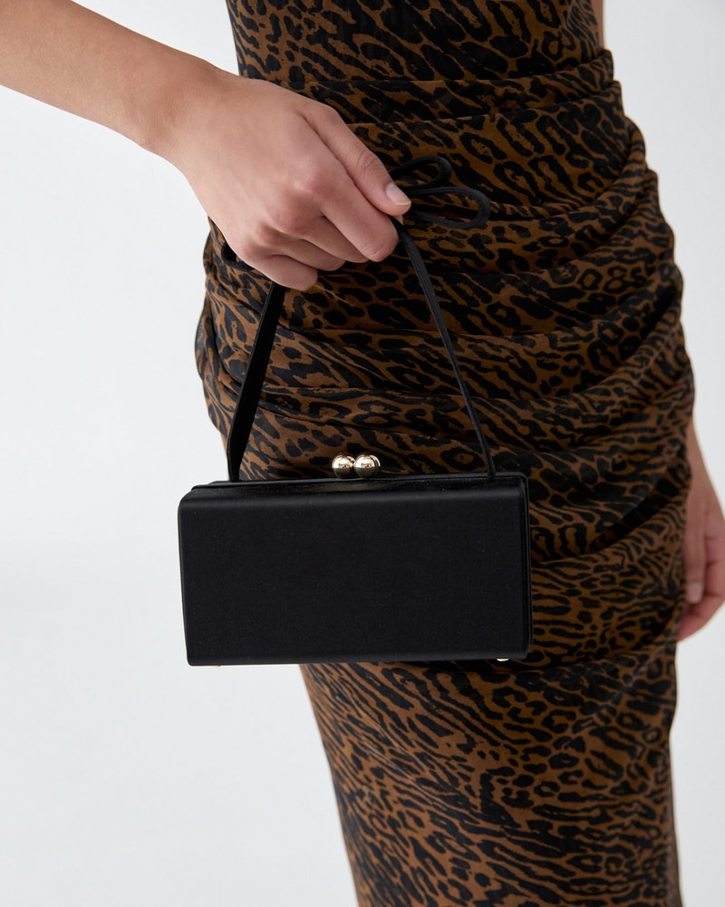 Mimi Bow Satin Top Handle Bag