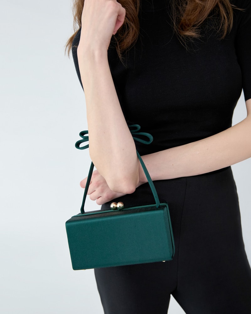 Mimi Bow Satin Top Handle Bag