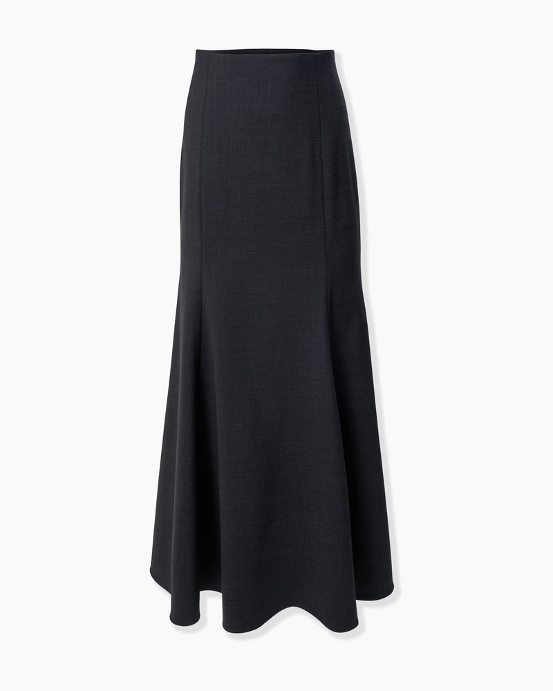 Flared Wool Midi Skirt