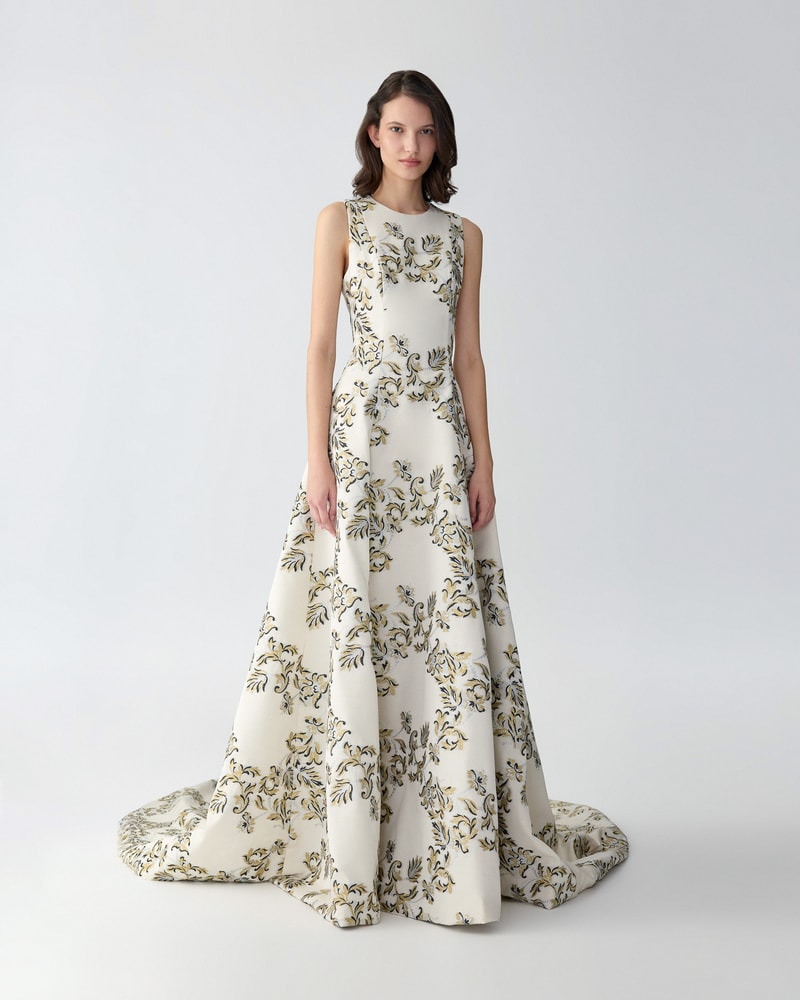 Lurex Trellis Jacquard Ball Gown