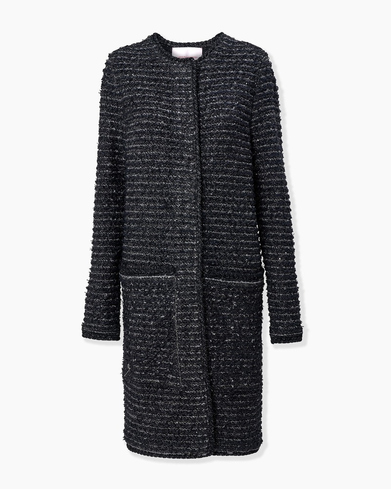 Sequined Knit Tweed Wool Coat