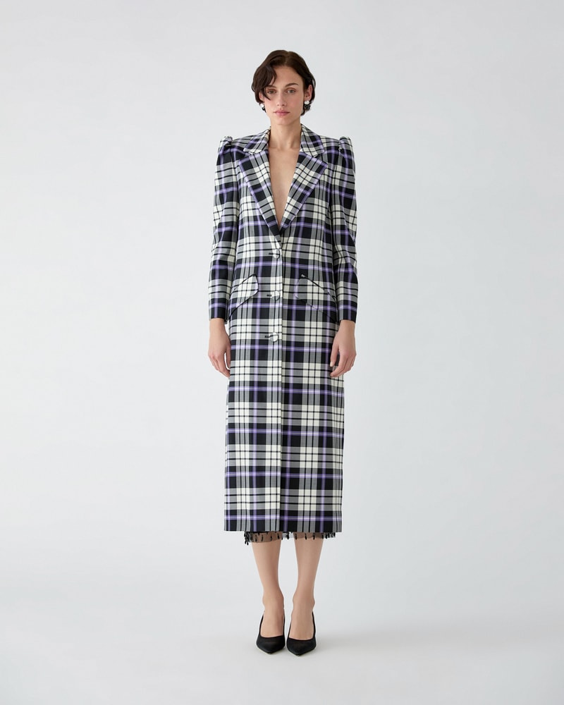 Plaid Single-Breasted Coat