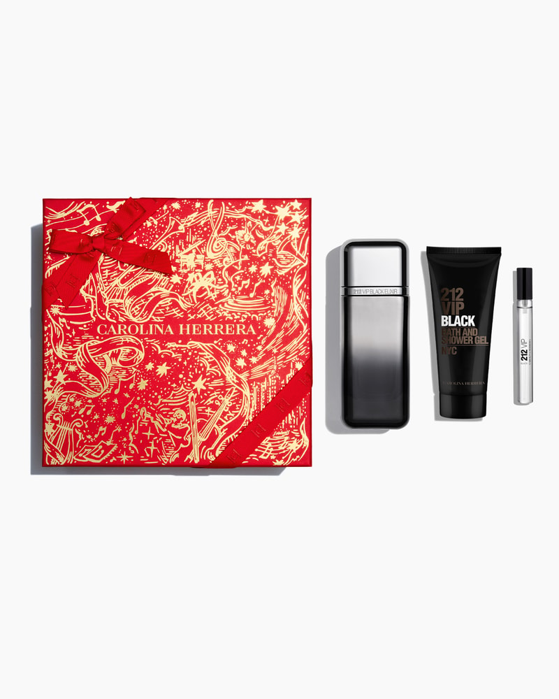 212 VIP Black Elixir 100ml Eau de Parfum, 100ml Shower Gel and 10ml Megaspritzer