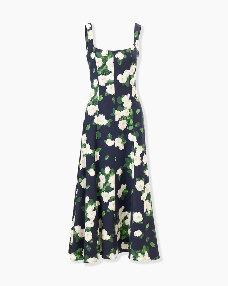 Rose-Print Midi Dress