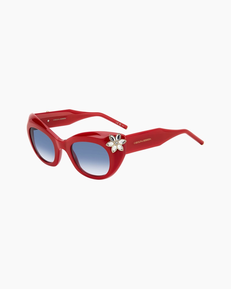Diva Cat-Eye Sunglasses with Crystal Flower