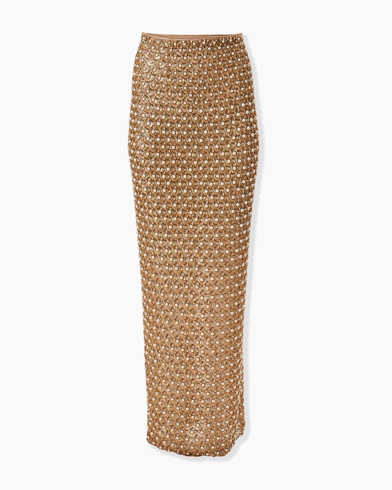 Gold Embellished Column Skirt