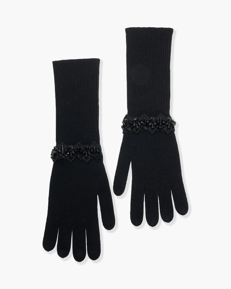 Embroidered Wool-Cashmere Gloves