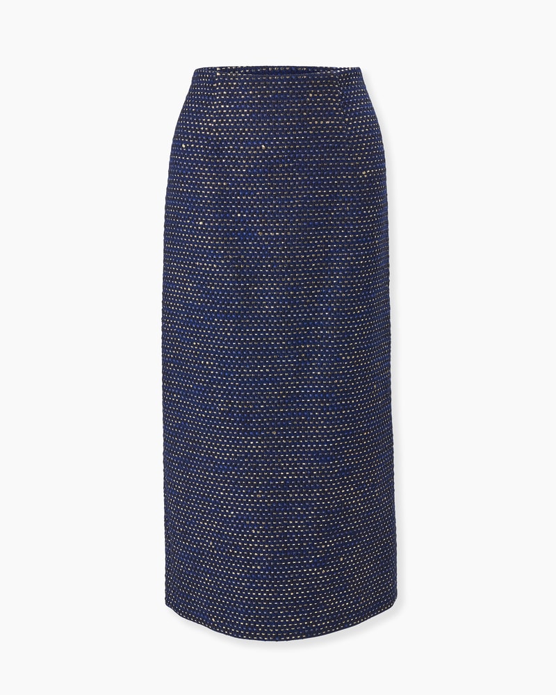 Lurex Tweed Midi Pencil Skirt