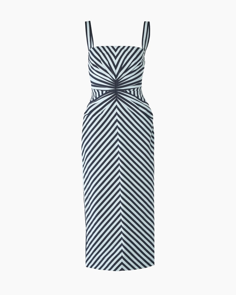 Striped Pencil Dress with Ruching