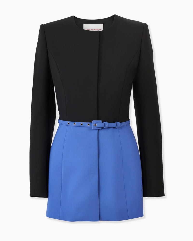 Color-Blocked Jacket with Belt