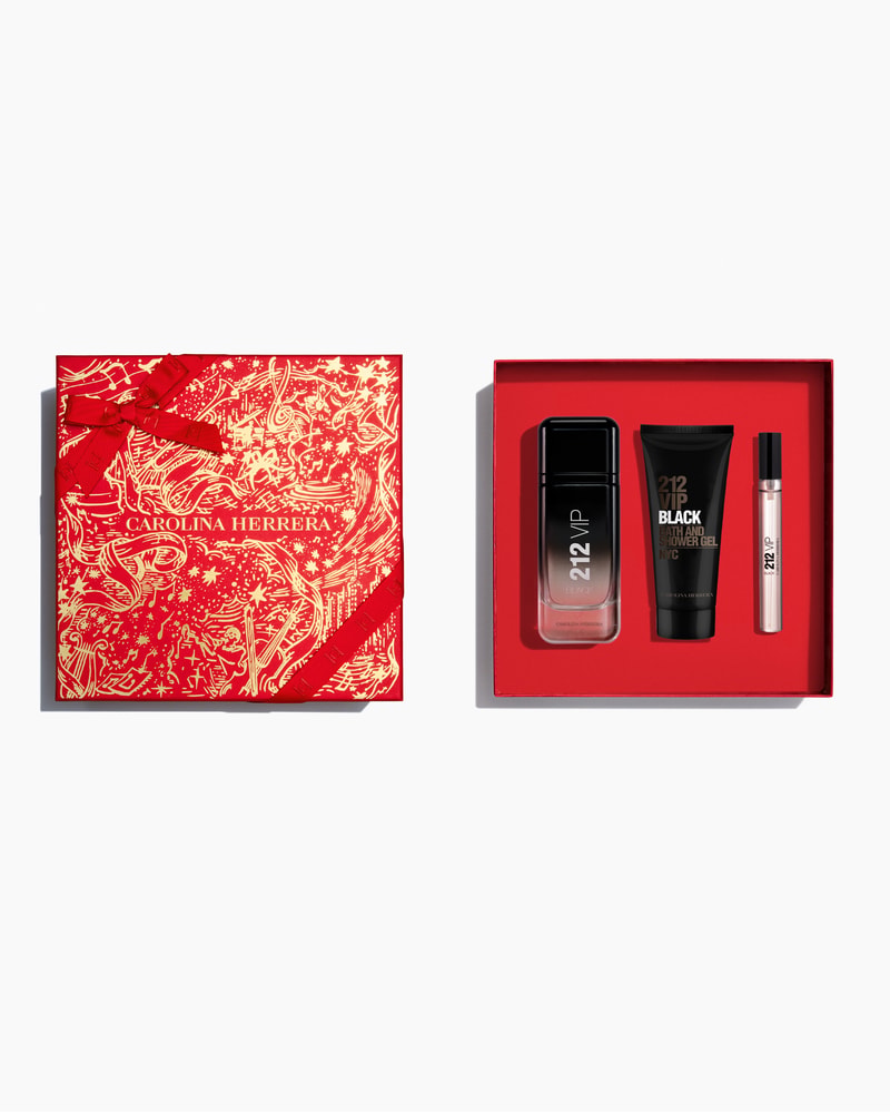 212 VIP Black 100ml Eau de Parfum, 100ml Shower Gel and 10ml Megaspritzer