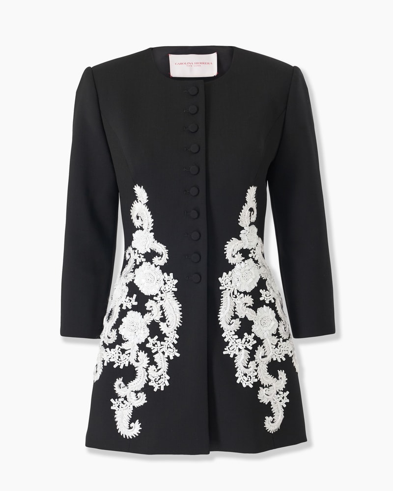 Embroidered Collarless Jacket