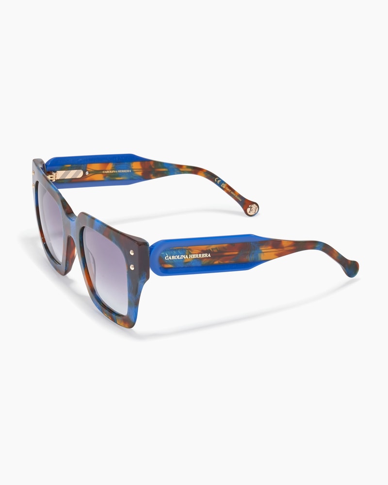 Square Frame Sunglasses With Contrast Temples