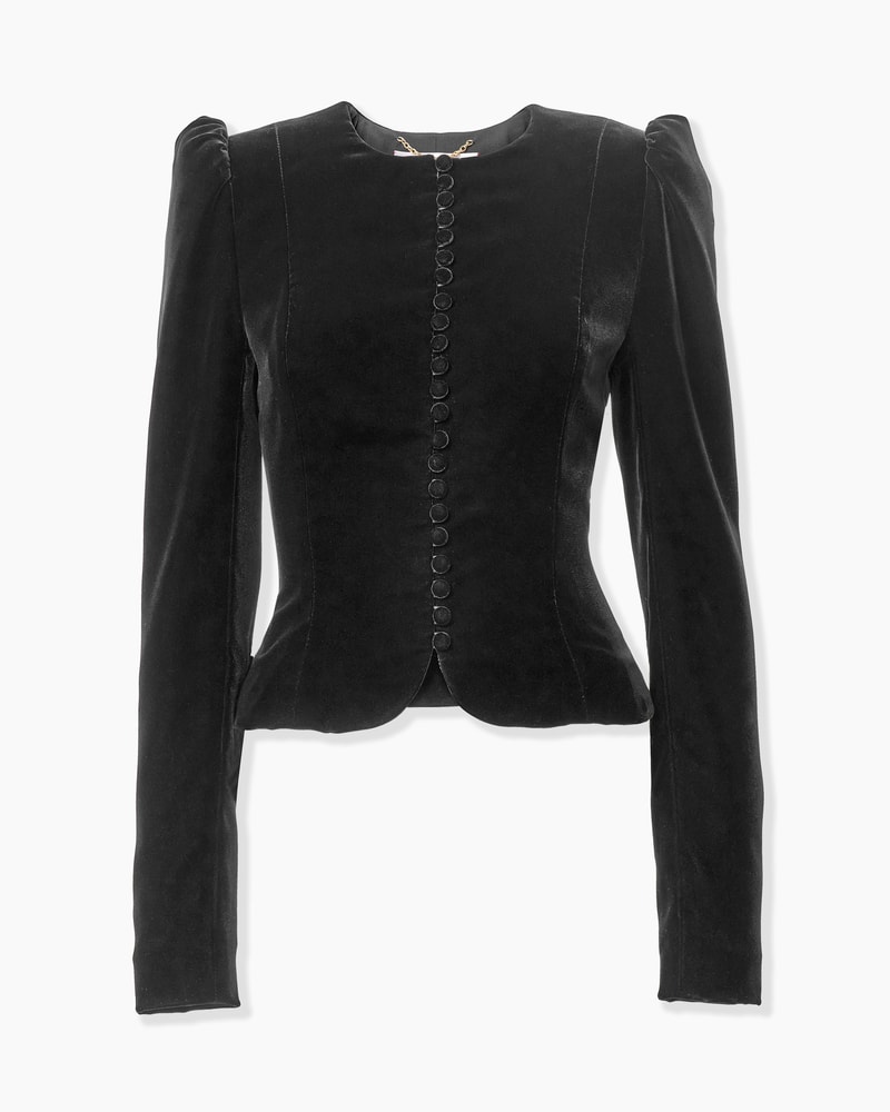 Cropped Stretch Velvet Jacket