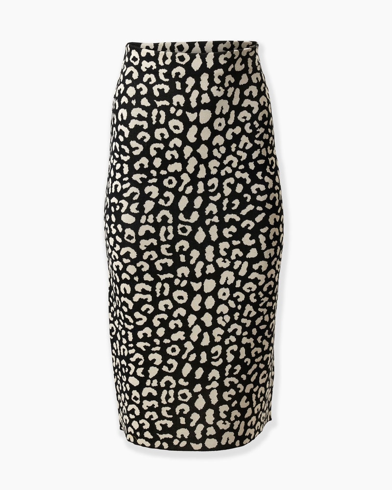 Leopard-Patterned Jacquard Pencil Skirt