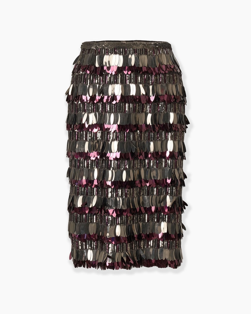 Sequin-Embroidered Knee-Length Skirt