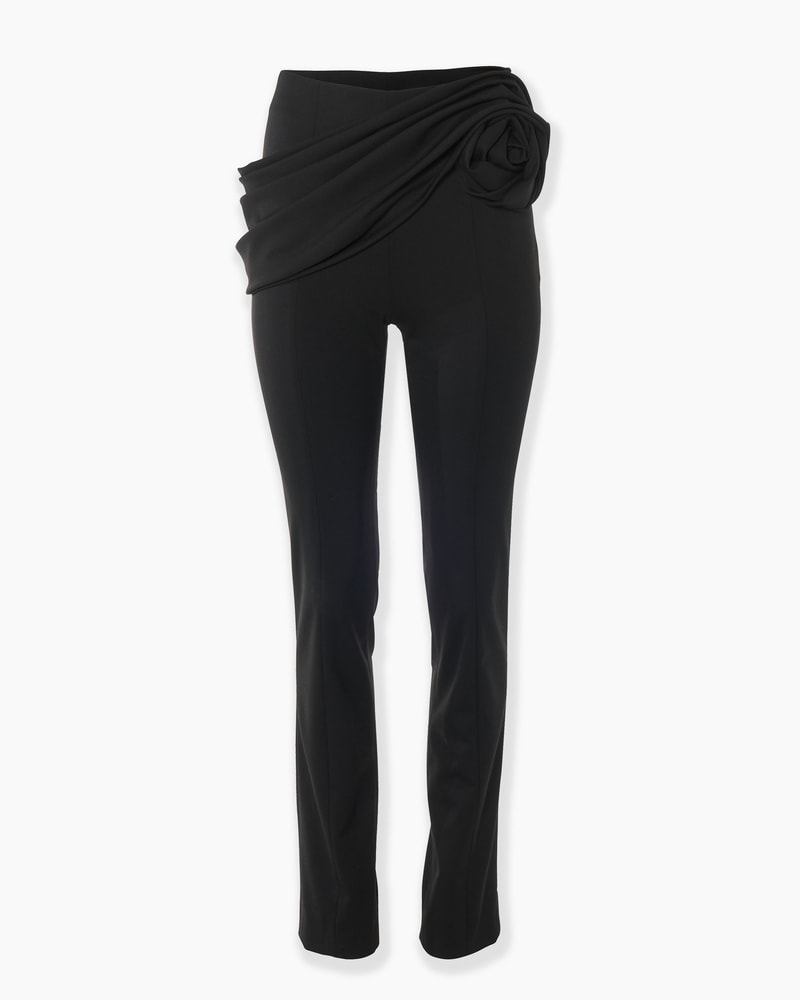 Rosette-Sash Skinny Pants
