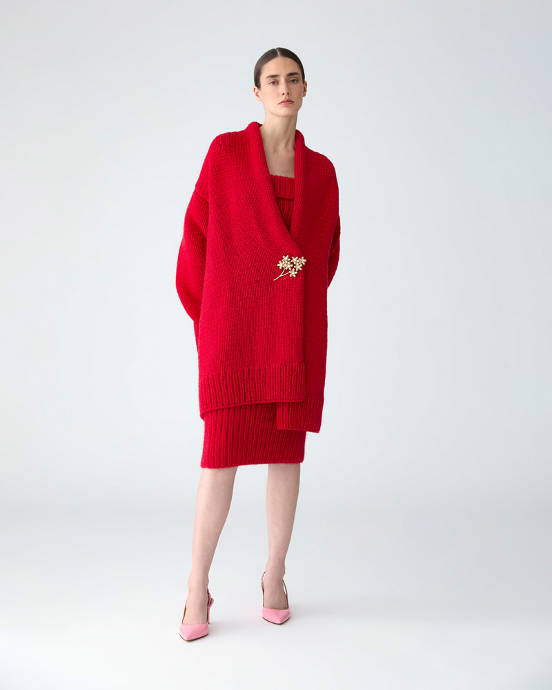 Cashmere Knit Shawl Coat