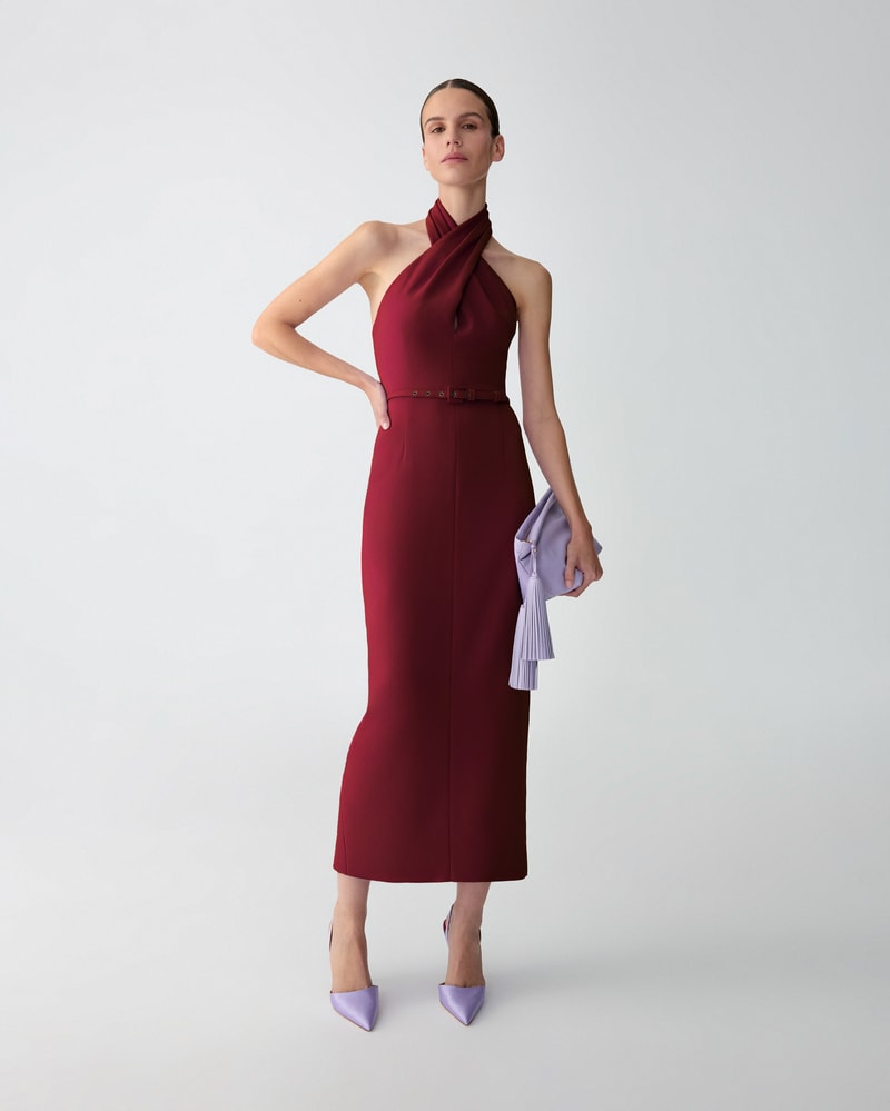 Twisted Halterneck Midi Dress