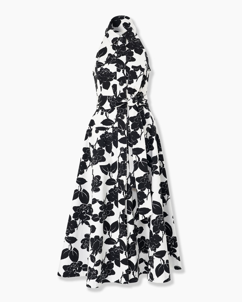 Floral-Print Midi Halterneck Dress