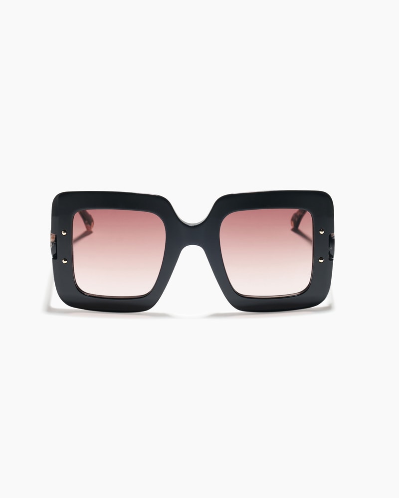 Square Frame Sunglasses with Contrast Temples
