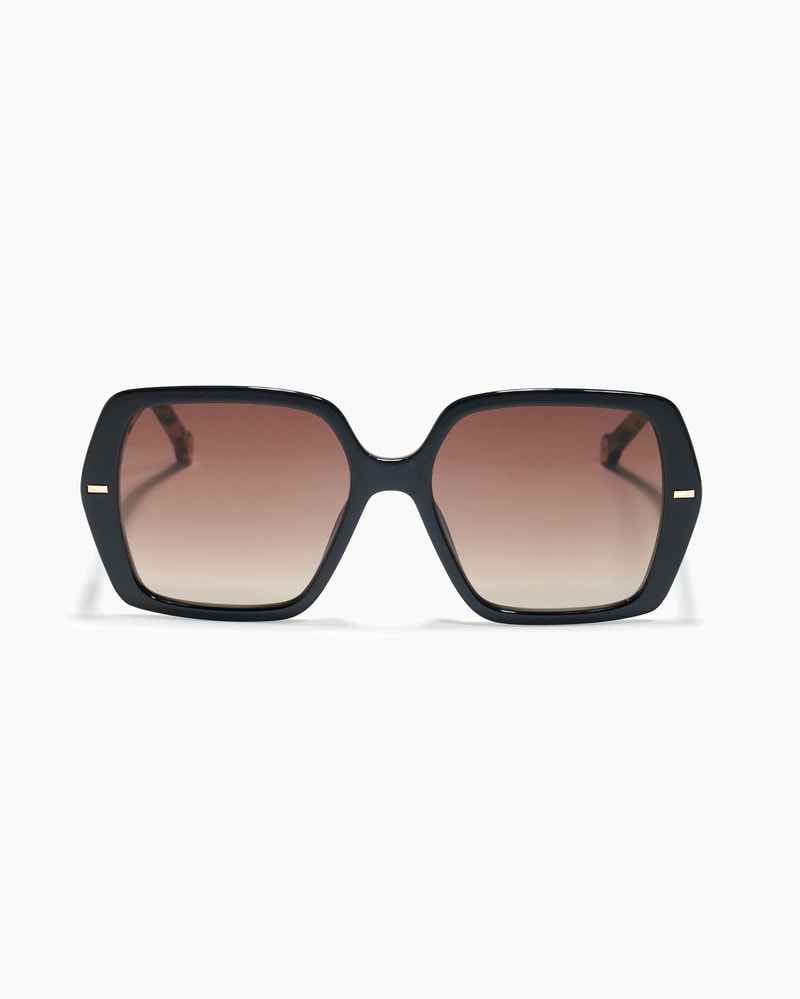 Hexagonal Sunglasses with Contrast Temples