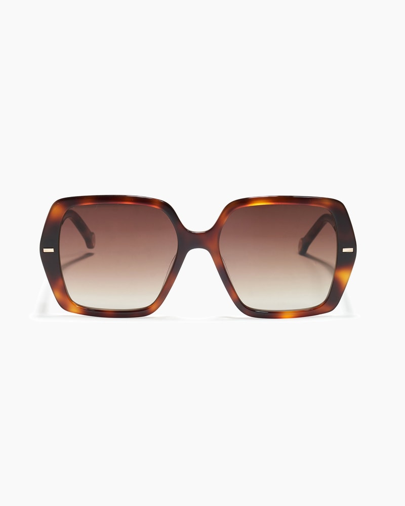 Hexagonal Sunglasses with Contrast Temples