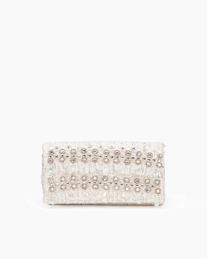 Tweed Clutch with Raindrop Embroidery